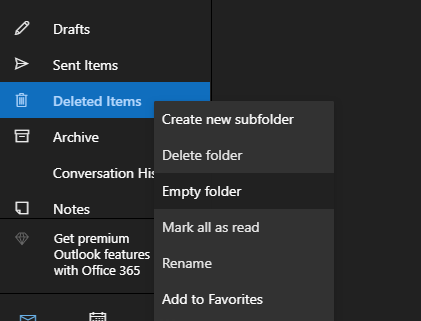how to mass delete in outlook